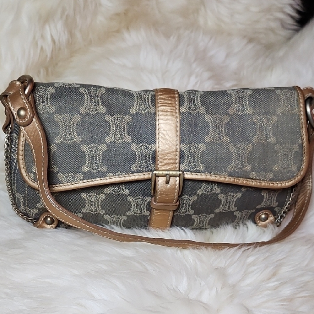 Fendi Gray and Tan Patterned Clutch